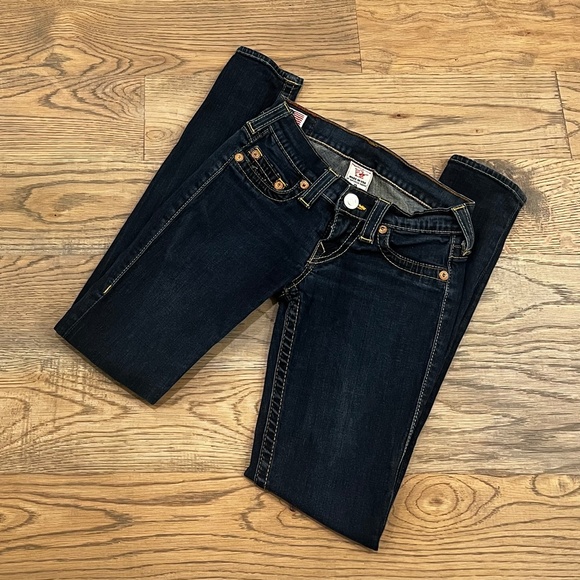 EUC. Low Rise [True Religion] Skinny Casey Stretchy Denim Blue Jeans | 25 XS 0 - Picture 9 of 16